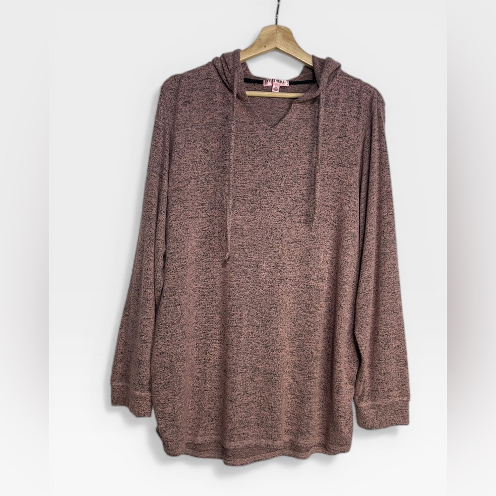 5‎ for $25🔥Feathers Maternity Pink Heather Hooded Long Sleeve Shirt 2X
